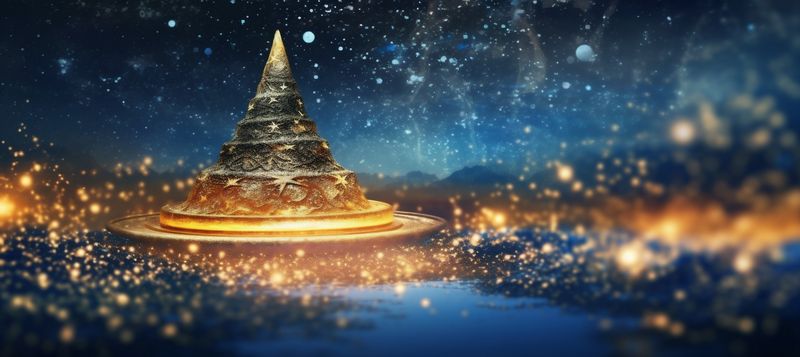 toy blue gold illustration background decoration poster holiday ball tree christmas. Generative AI.