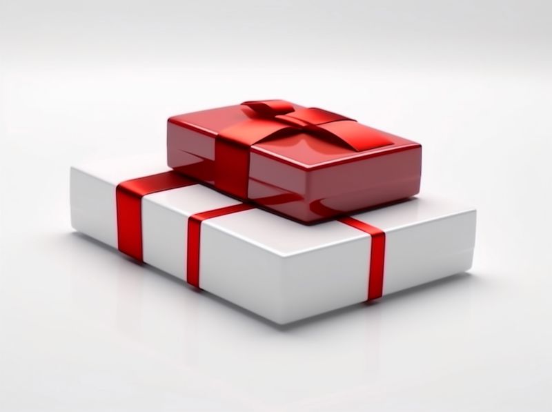 gift red box package christmas isolated present surprise ribbon white. Generative AI.