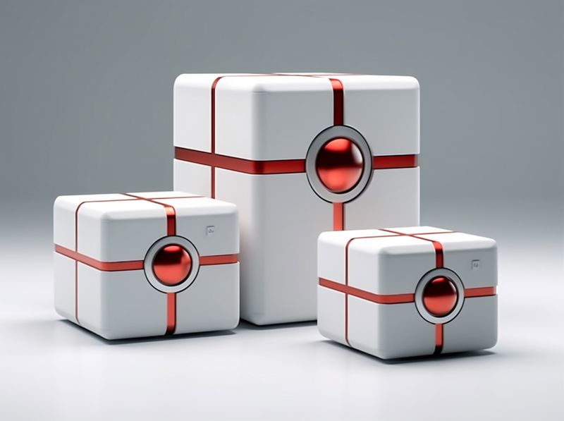 ribbon christmas isolated present white red gift box surprise package. Generative AI.