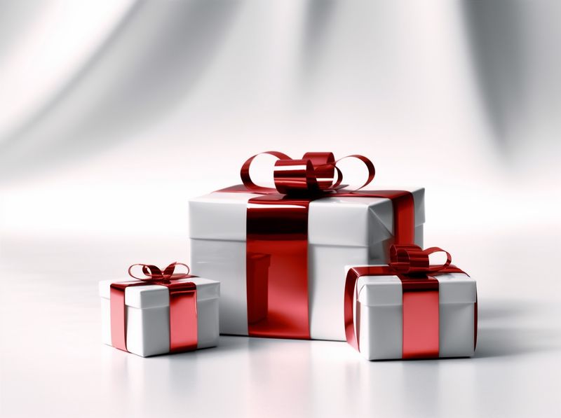 gift ribbon white present package red surprise isolated box christmas. Generative AI.