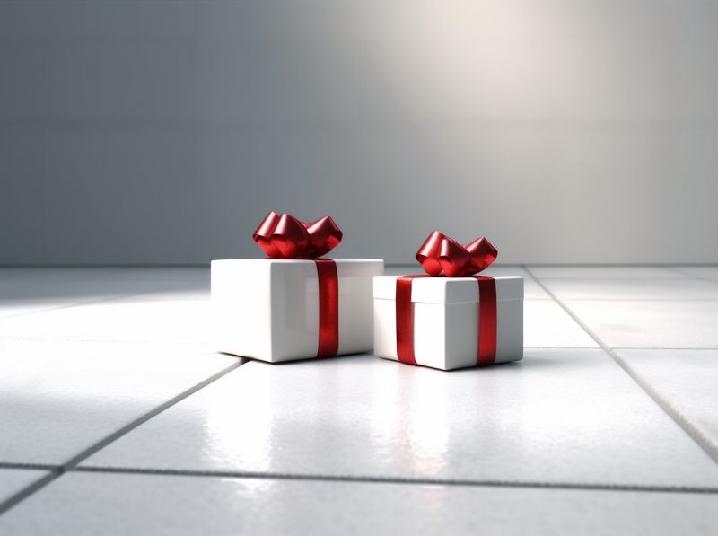 isolated red box christmas present package surprise gift ribbon white. Generative AI.