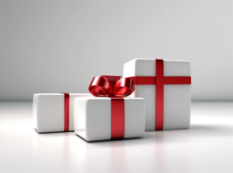 package present christmas isolated white gift ribbon red surprise box. Generative AI.