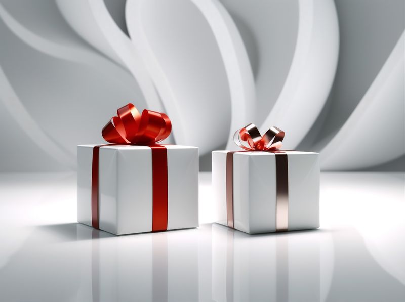 white isolated package gift ribbon surprise red box present christmas. Generative AI.