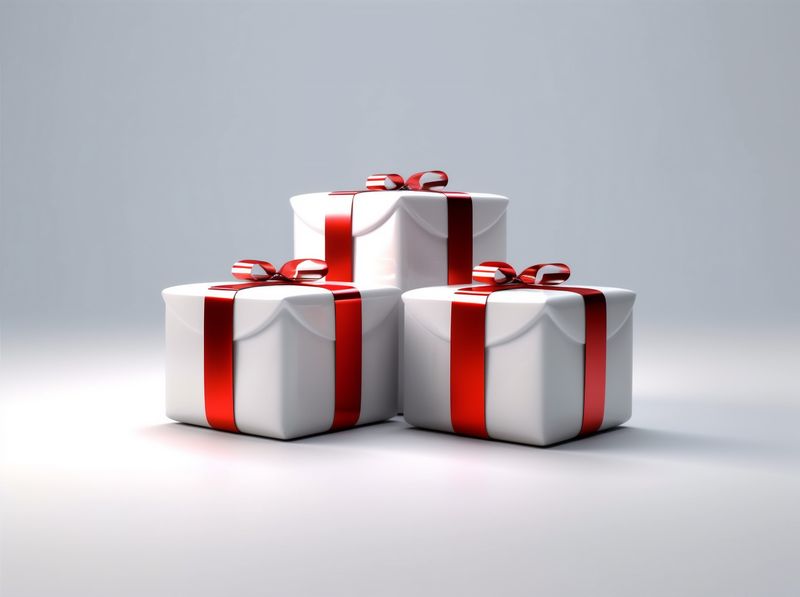 present box red gift surprise isolated ribbon package christmas white. Generative AI.
