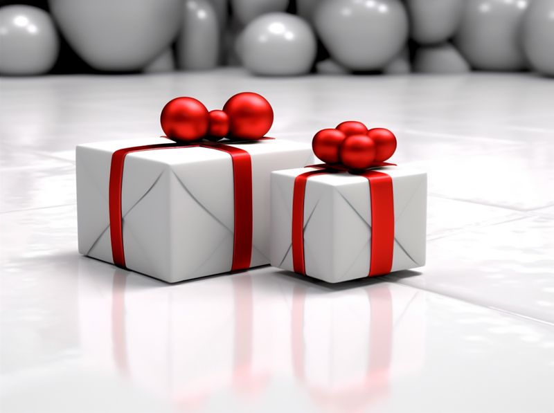 red surprise christmas gift white package isolated box present ribbon. Generative AI.
