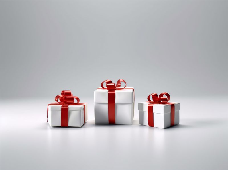 surprise christmas gift ribbon red box present package isolated white. Generative AI.