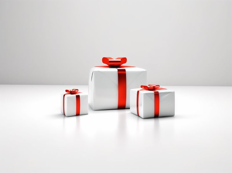 gift ribbon package box christmas red isolated white present surprise. Generative AI.