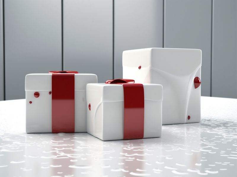 box gift isolated present christmas white surprise package ribbon red. Generative AI.