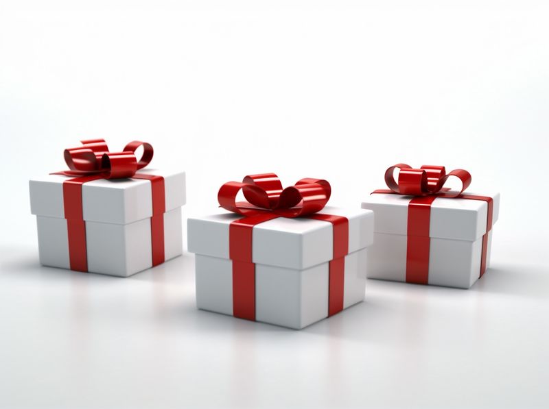 white ribbon christmas package isolated surprise gift box red present. Generative AI.