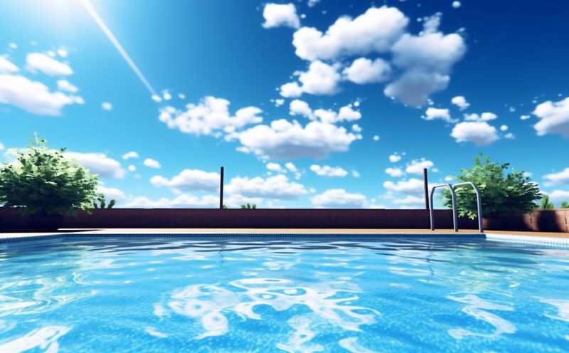 summer water pool home large palm relaxation swimming blue luxury. Generative AI.