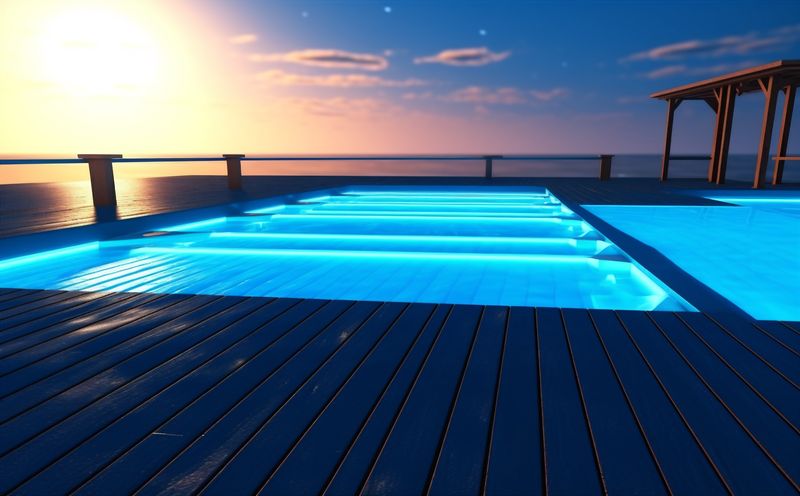 holiday pool vacation summer water luxury large light resort night. Generative AI.