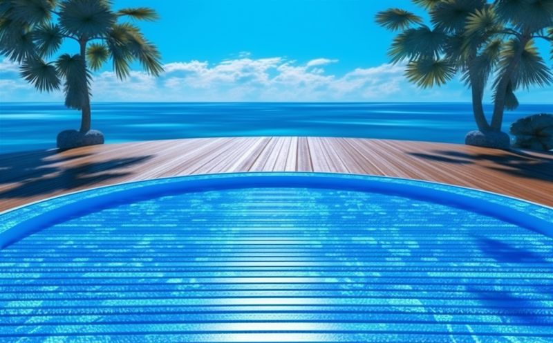 vacation summer night light large luxury resort water holiday pool. Generative AI.