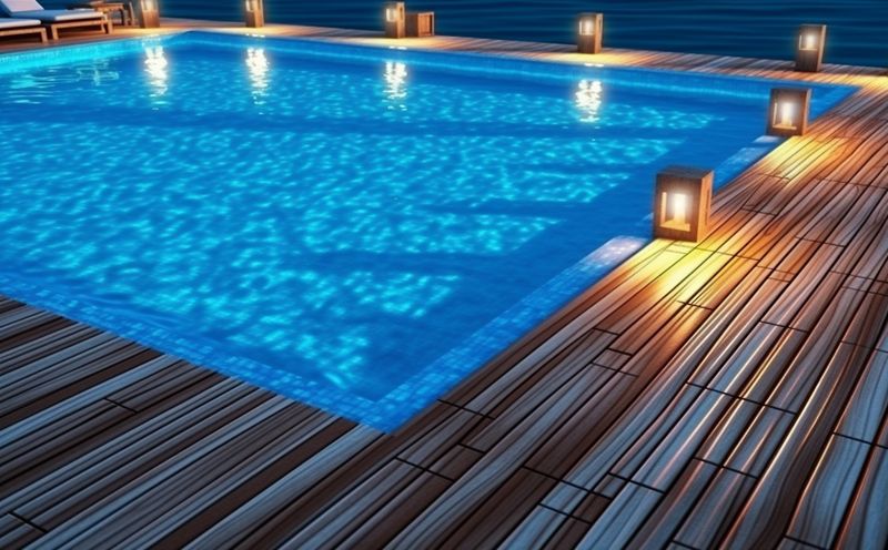 pool vacation water night large light resort summer holiday luxury. Generative AI.